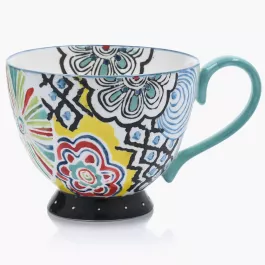 Květinový hrnek DUKA FLORIST, 400 ml, kamenina, žluto-tyrkysová