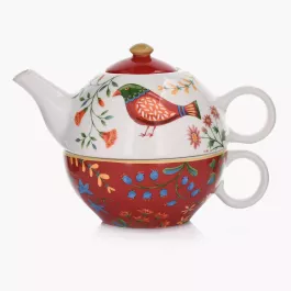 Konvička na čaj DUKA PARADISE, keramika, červená, 550 ml