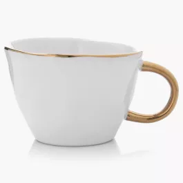 Hrnek DUKA SIREN, kamenina, bílá/zlatá, 300 ml