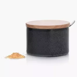 Cukřenka se lžičkou DUKA WAREWOOD, porcelán, grafit