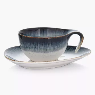 Šálek s podšálkem DUKA TIME DIM, porcelán, vícebarevný, 150 ml