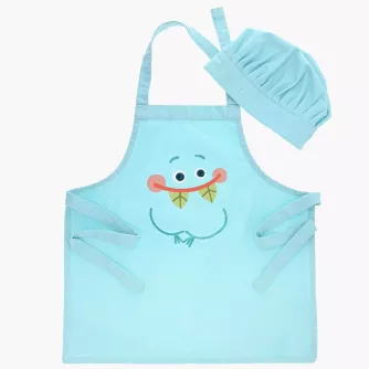 Kuchařská zástěra s čepicí DUKA MINI, modrá, 85x65 cm