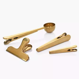 Kávové doplňky DUKA BARISTA, ocel, zlatá, 4 kusy