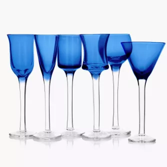 Sada skleniček na likér/šumivý nápoj DUKA LIQUARE, modrá, 6 kusů