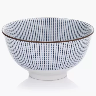 Miska DUKA HOKKAIDO, porcelán, pruhovaná, bílá-tmavě modrá, 400 ml