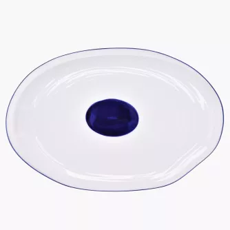 Talíř DUKA KROG, porcelán, bílá/tmavě modrá, 35x23 cm