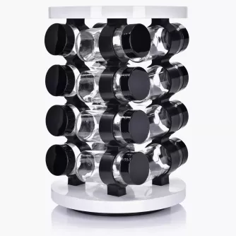 Otočný stojan na kořenky DUKA KRYDDA, dřevo, bílá, 16 kořenek