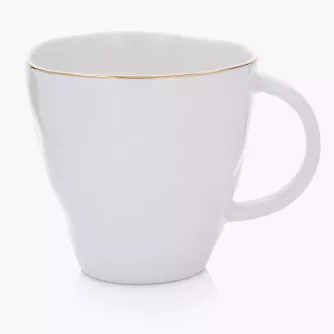 Hrnek DUKA RIVIERA, porcelán, bílá/zlatá, 370 ml