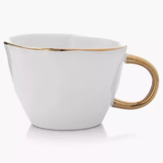 Hrnek DUKA SIREN, kamenina, bílá/zlatá, 300 ml