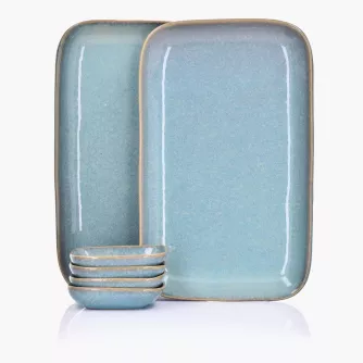 Sushi set pro 2 osoby DUKA THORA, keramika, nebesky modrá, 6 kusů