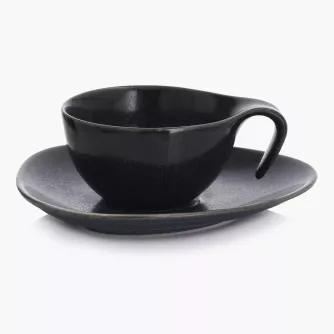 Šálek s podšálkem DUKA TIME BLACK, grafitový porcelán, 150 ml