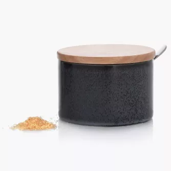 Cukřenka se lžičkou DUKA WAREWOOD, porcelán, grafit